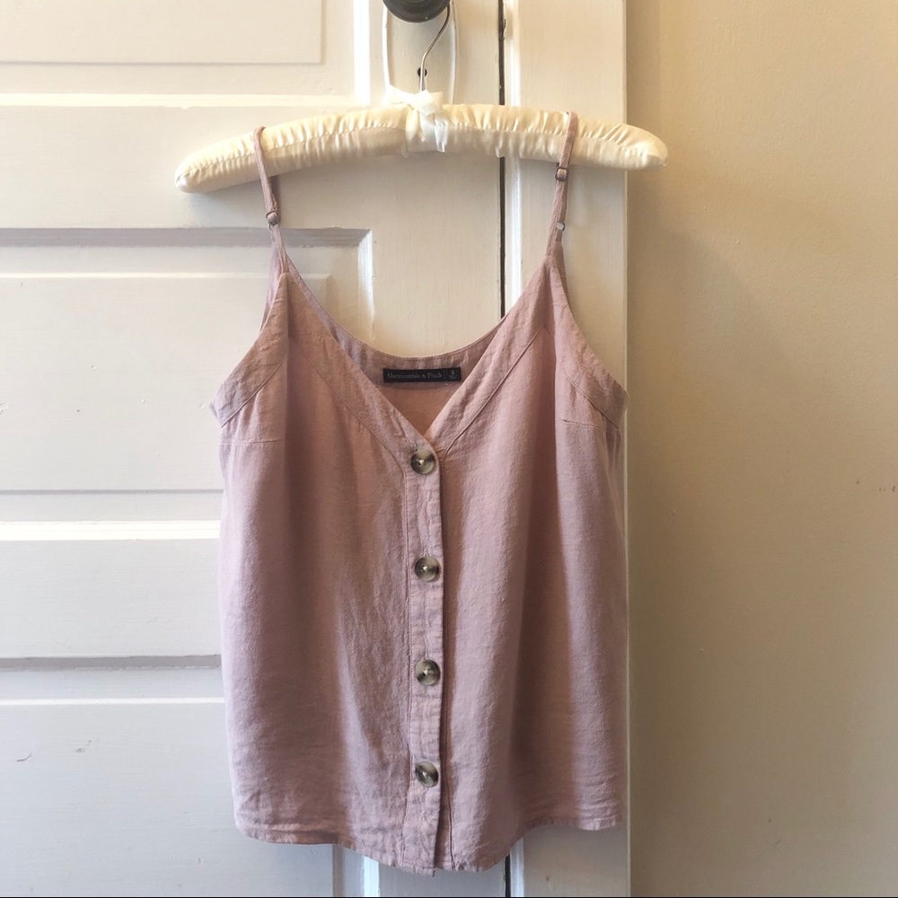 Blush Abercrombie + Fitch Linen-Blend Cami